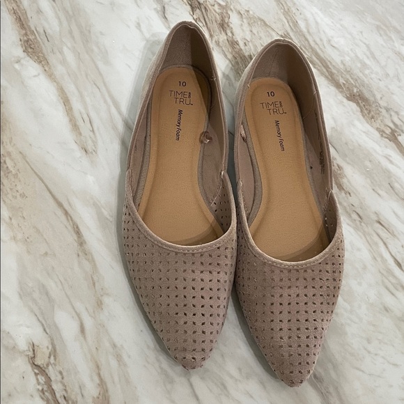 Time and Tru Taupe Perforated Slip-On Flats - Picture 1 of 4